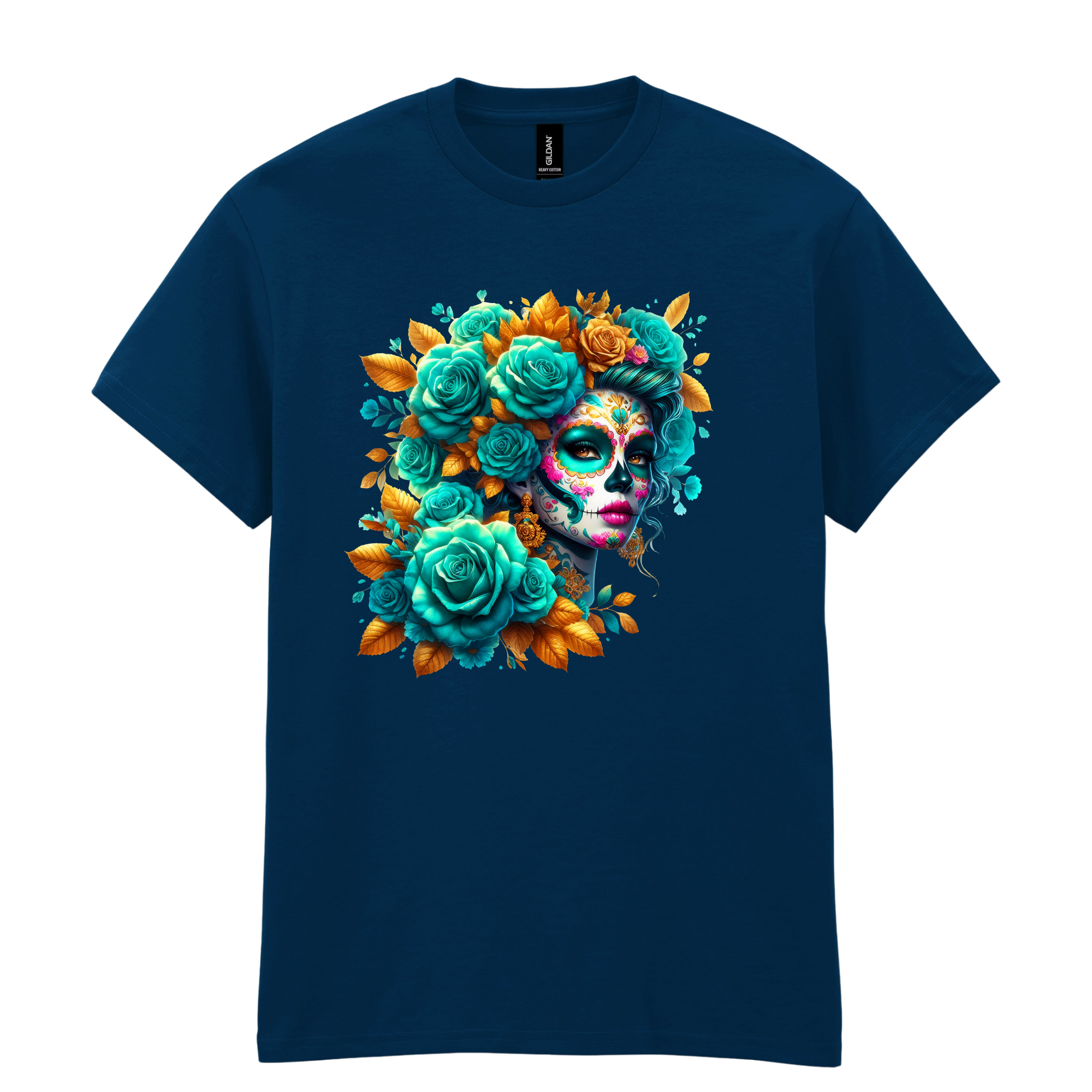 La Catrina con Blue Flores