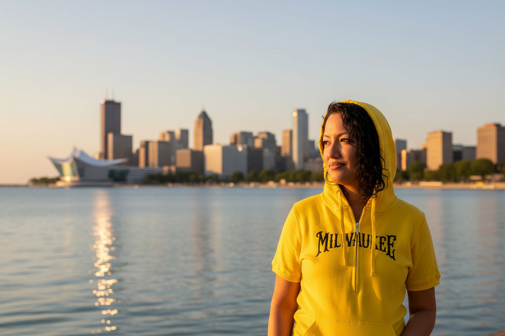 Ladies Short Sleeve 3/4 Zip Fleece Hood