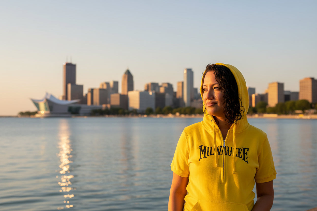 Ladies Short Sleeve 3/4 Zip Fleece Hood