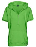 Ladies Short Sleeve 3/4 Zip Fleece Hood