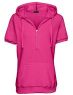 Ladies Short Sleeve 3/4 Zip Fleece Hood