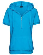 Ladies Short Sleeve 3/4 Zip Fleece Hood