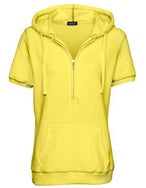 Ladies Short Sleeve 3/4 Zip Fleece Hood